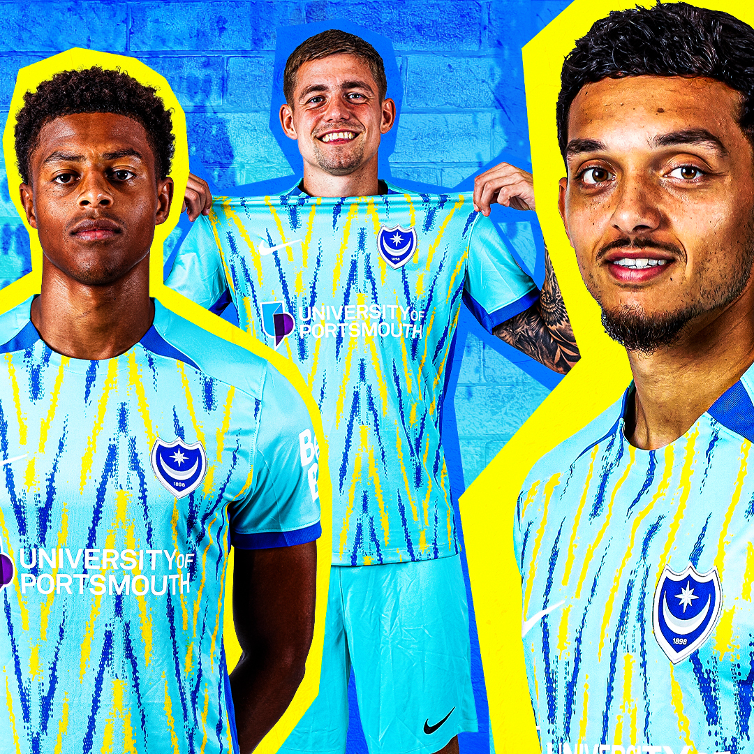 Pompey's tweet photo. 🔵🟡

👕 Introducing #Pompey's 2024/25 third kit!