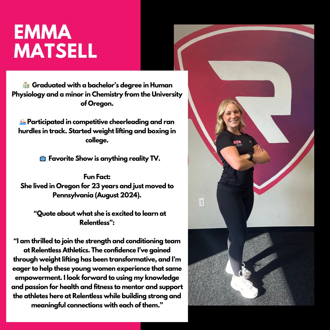 Relentlessath's tweet photo. Let's welcome COACH EMMA! 💪

We're so happy to have her at Relentless and can't wait for everyone to meet her and train together! ⭐

Get to know her better below ↓

⁠#Relentlessfamily #RelentlessFemaleAthletes #prettystrong https://t.co/c5c7unc1Wo