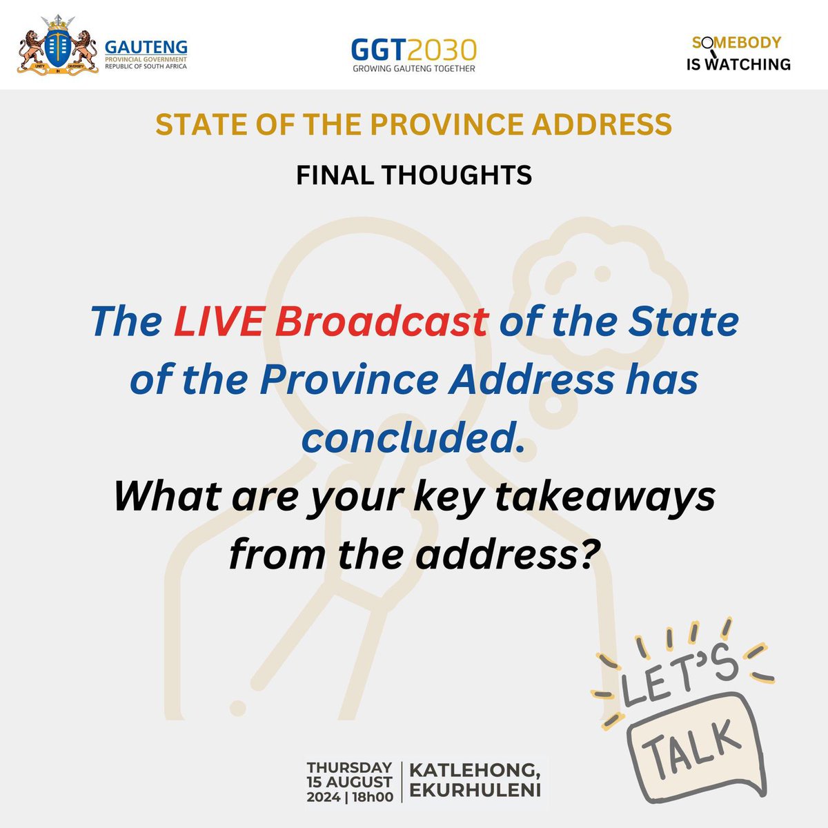 siwnews's tweet photo. Premier Panyaza Lesufi’s State of the Province Address covered crucial updates, among which was, job creation, new crime-fighting strategies, GBV initiatives, and plans to expand broadband access. Join the conversation. #SomebodyIsWatching
#GPSOPA2024 https://t.co/Z5DfJGrZ3C