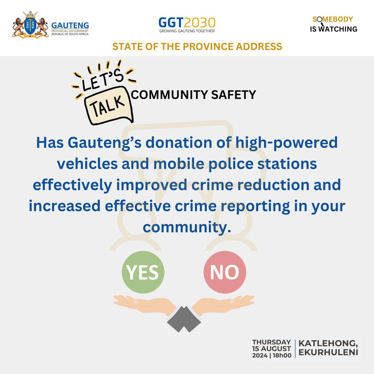 siwnews's tweet photo. Premier @Lesufi has committed to continue the drive the war against crime to  make Gauteng safer. What are your thoughts? #GPSOPA2024 #GPSOPA #SomebodyisWatching https://t.co/a2ANsZ9Fii