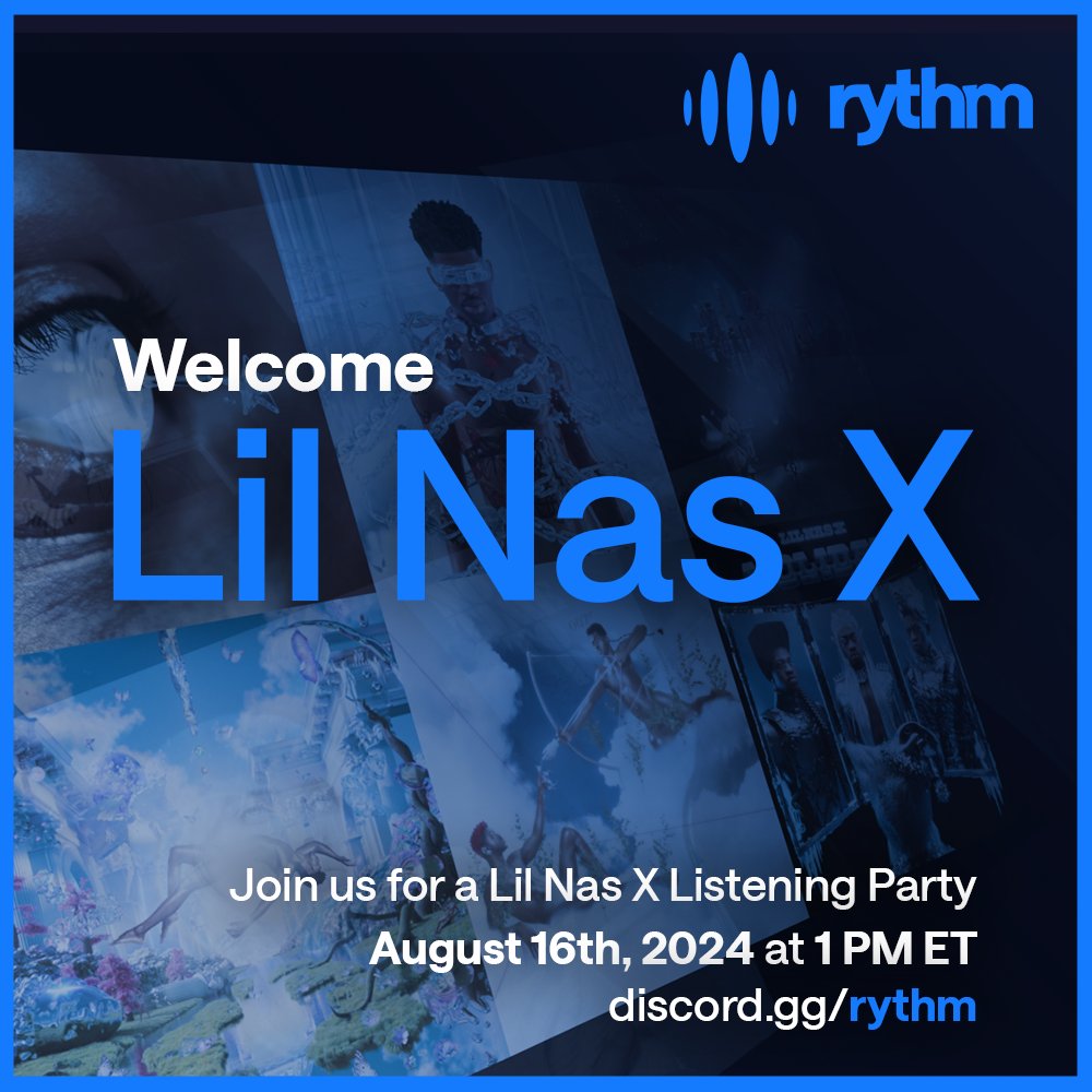 Lil Nas X is now on Rythm and we are celebrating with a listening party in our Discord community this Friday at 1 PM ET! 

Hope to see you there!