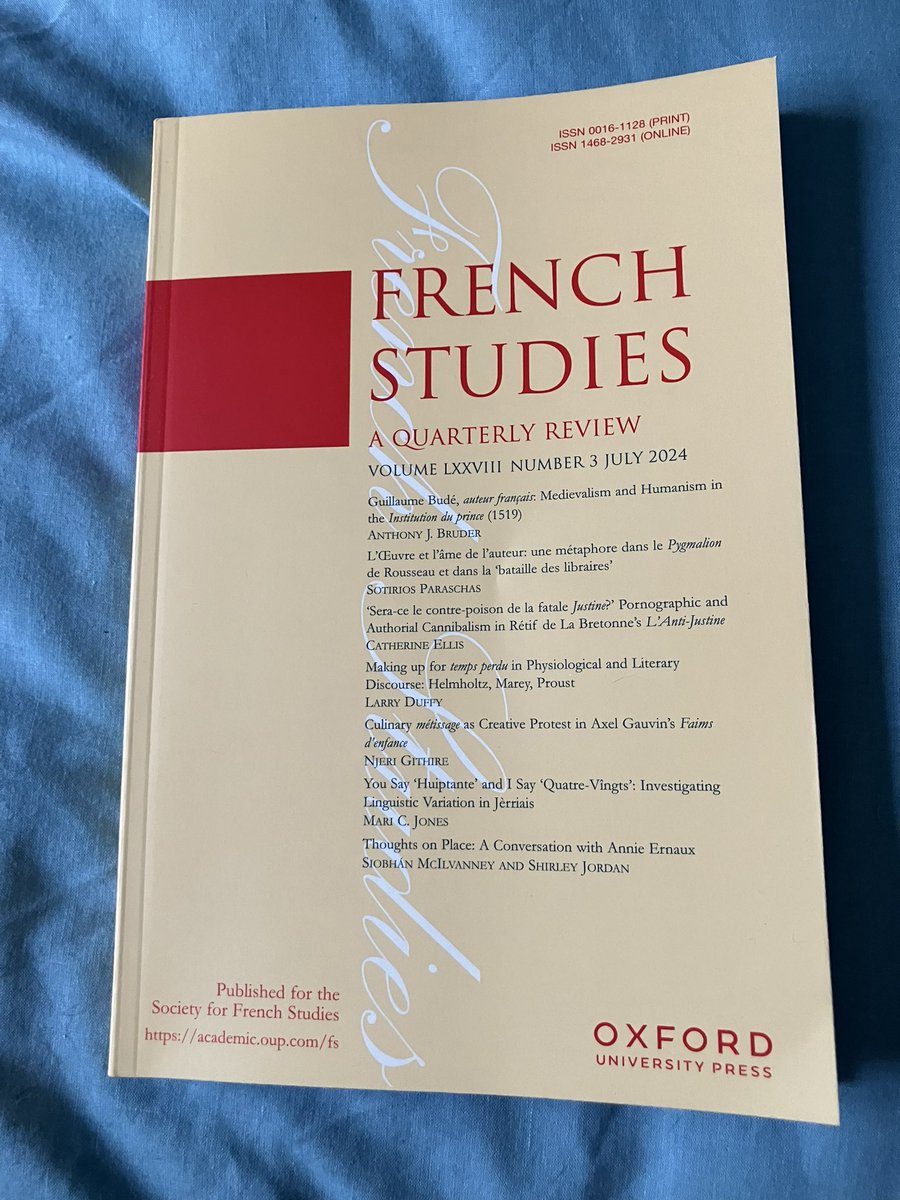 Now in (physical) print! If you missed the digital edition, read my book review of David Pettersen’s “French B Movies”, in the latest edition of the @oxunipress journal, <a href="/FrenchStudies/">French Studies</a>. 

#frenchstudies #oup #frenchcinema #davidpettersen #bookreview