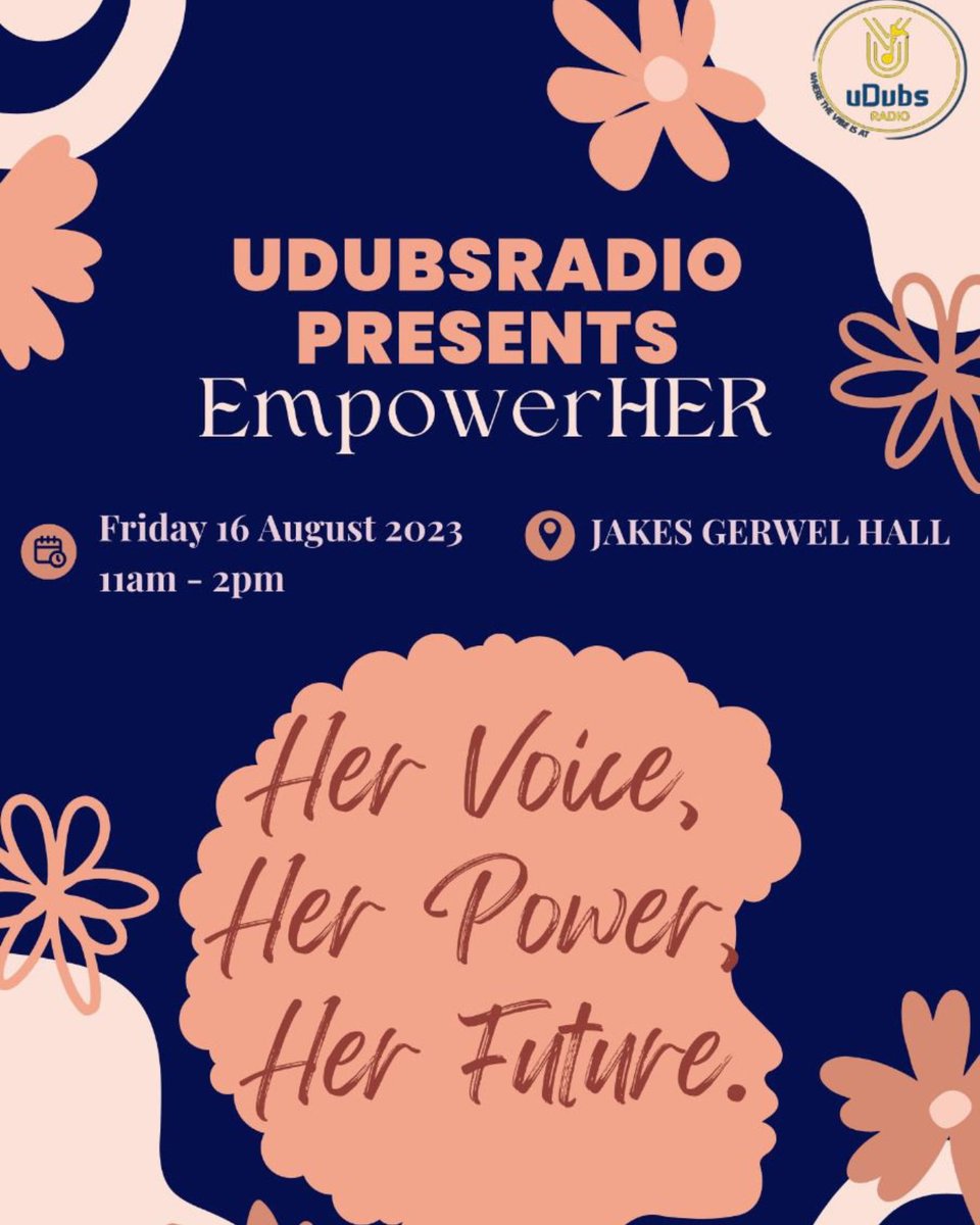 uDubs_Radio's tweet photo. All roads leads to the Jakes Gerwell Hall, Come and let us have a talk a women's talk.
From 11 to 2 PM☺️. 

#redefineyourpurpose #wherethevibeisat https://t.co/uYnrbTdqiG