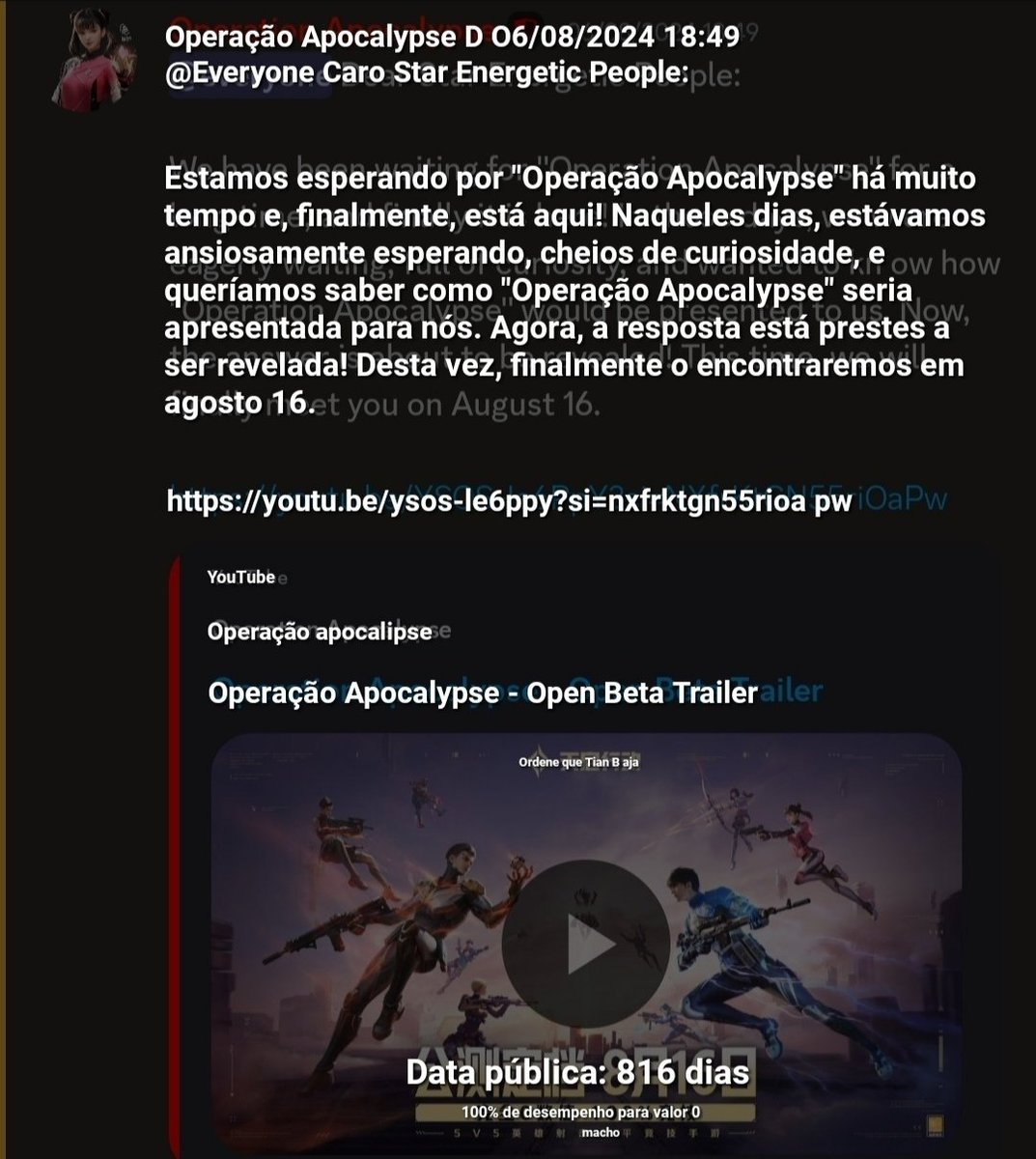 ProHandgg's tweet photo. O beta aberto de Operação Apocalipse começa amanhã dia 16 de Agosto, ansioso para jogar esse jogo novamente. Depois de quase 2 anos off. https://t.co/gr7qXdDbWW