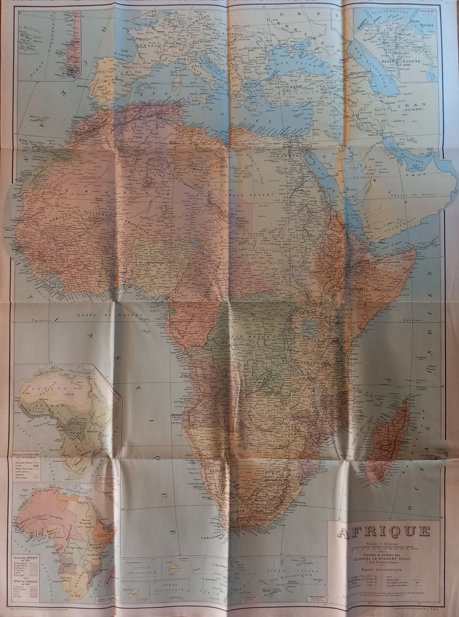 Picked up this French map of Africa at a flea market, amazed to find it in great condition despite being 1935-1939, judging from the names...something to keep me going until my viva...