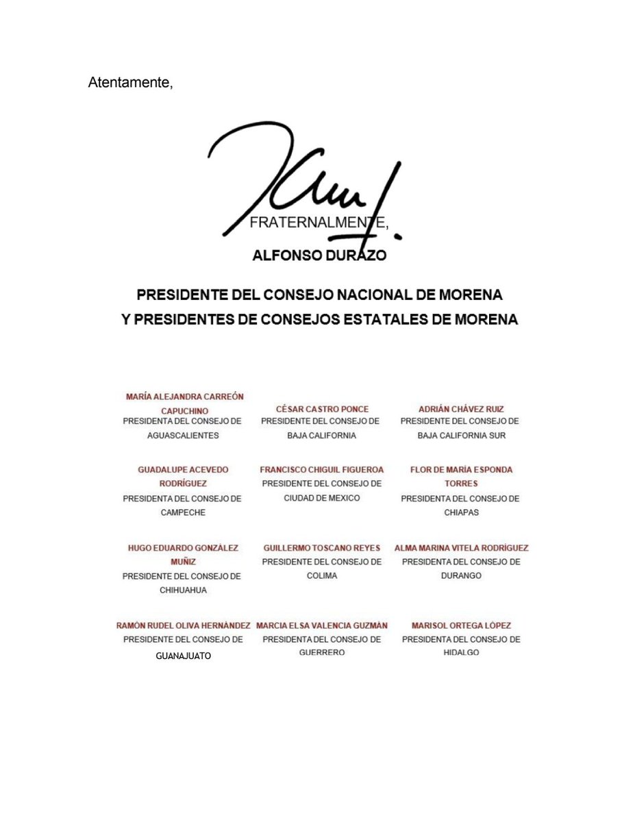 ConsejoNMorena's tweet photo. Felicitación del Consejo Nacional de Morena a la Dra. Claudia Sheinbaum Pardo con motivo de la declaratoria de Presidenta Electa por parte del TEPJF. https://t.co/wDwdBK1u6a