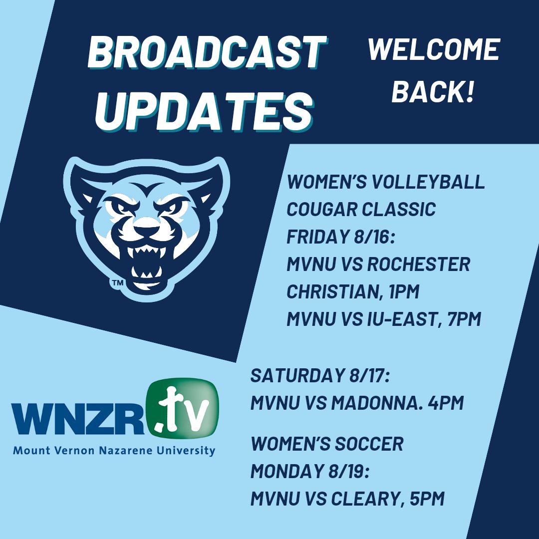 Voice of the Cougars (@wnzr_sports) on Twitter photo Here we go! We will stream all 8 matches of the inaugural Cougar Classic with <a href="/mvnu_volleyball/">MVNU Women's Volleyball</a> tomorrow and Saturday, then <a href="/MVNUWS/">MVNU Women's Soccer</a> opens at home Monday! #gocougs Here we go! We will stream all 8 matches of the inaugural Cougar Classic with <a href="/mvnu_volleyball/">MVNU Women's Volleyball</a> tomorrow and Saturday, then <a href="/MVNUWS/">MVNU Women's Soccer</a> opens at home Monday! #gocougs