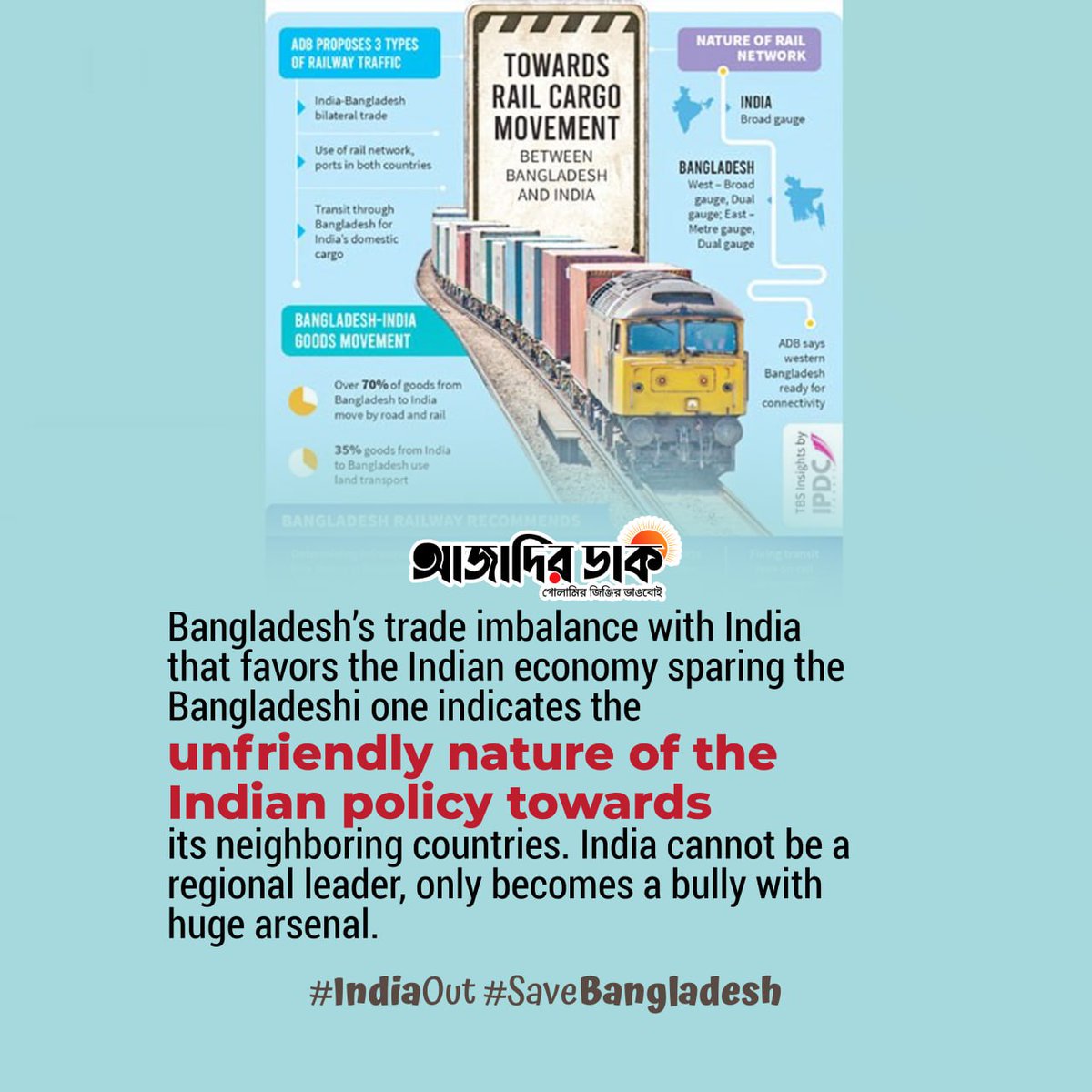 fashohag's tweet photo. Bangladesh’s trade imbalance with India that favors the Indian economy sparing the Bangladeshi one indicates the unfriendly nature of the Indian policy towards its neighboring countries. India cannot be a regional leader. #IndiaOut #SaveBangladesh https://t.co/DXqizBXRtv