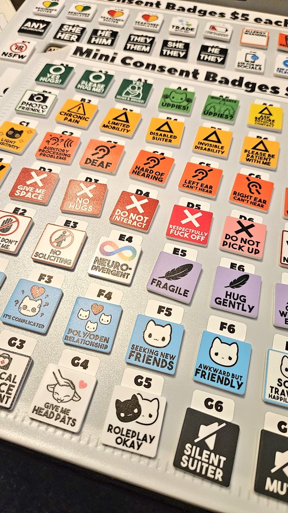 Working on organizing the mini consent badges!