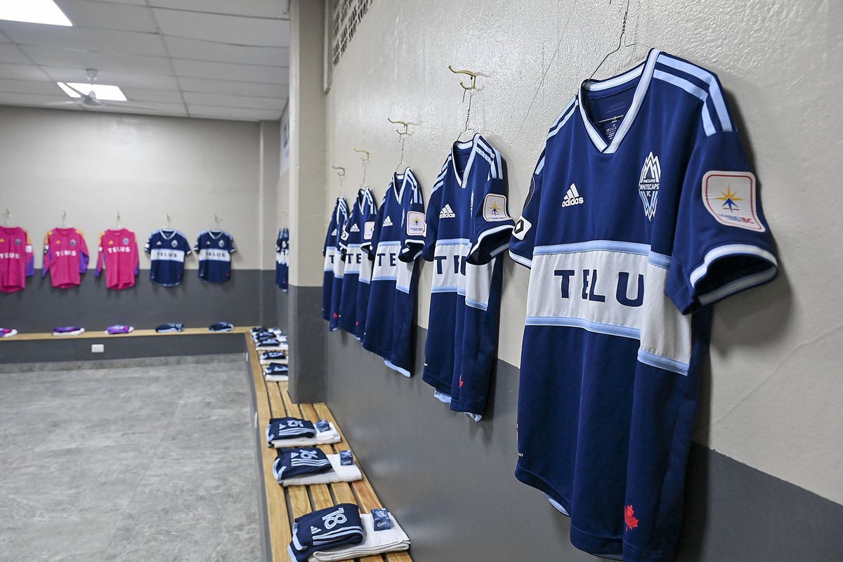 ConcacafW's tweet photo. All set in the Vancouver Whitecaps FC lockers. Ready to make history in the first #WChampionsCup! 🏟️ https://t.co/hvCeKNJ692