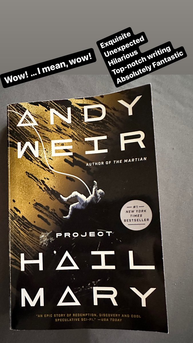 It has been a while since I’ve been so impressed. Thank you <a href="/andyweirauthor/">Andy Weir</a>