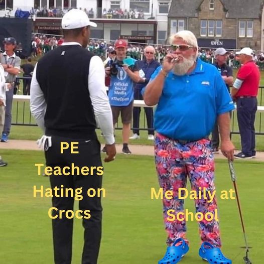 FrontRangePE's tweet image. Facts!  I just don’t get the issue. I’ve never had one student get injured wearing Crocs. I believe it in the KISS method.  So many teachers are bringing so many unnecessary issues 

Crocs are a great tool to gel with your students with the bling. #peteacher @pshyed #croclife