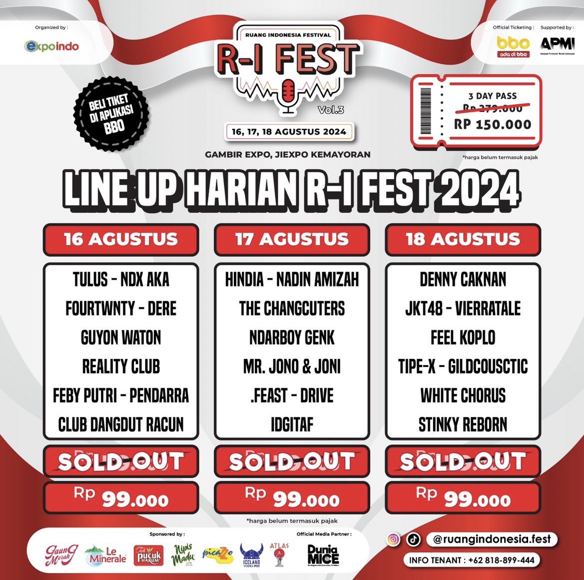 txtdrjkt's tweet photo. GIVE AWAY TIKET KONSER 3 HARI RI FEST ADA 2 TIKET NIHH

Retweet &amp; Reply mau aja👍🏽👍🏽 https://t.co/8TlEm8iDsN