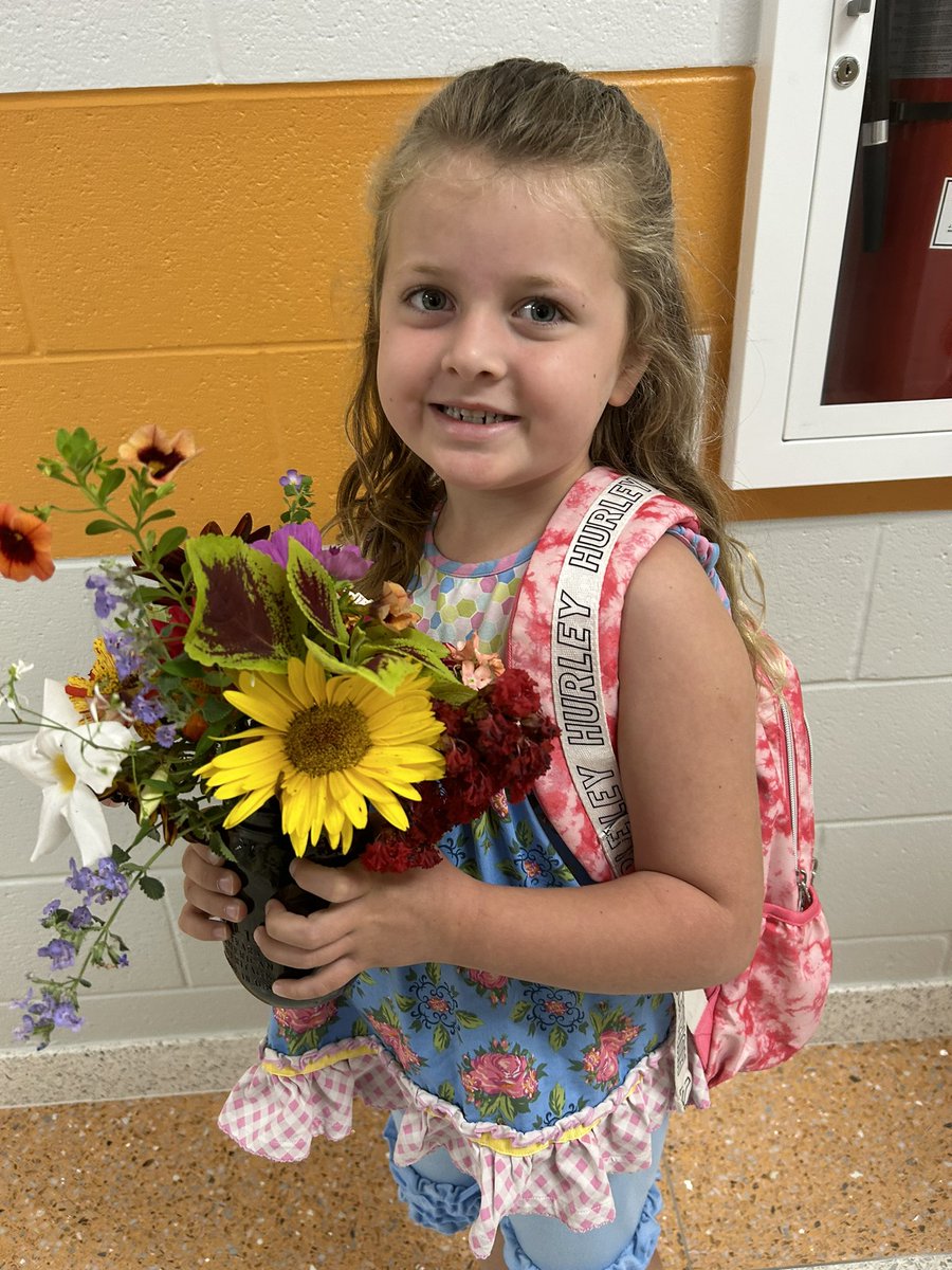 This sweet friend was so excited to give her teacher flowers today! #proudtobeCTE