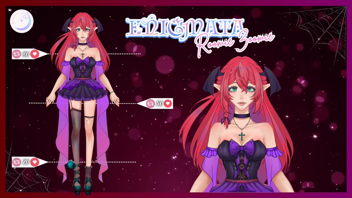 ZoomieRoomieVT's tweet photo. MODEL REVEAL!
 (retweets appreciated)
Model mama : @Kyuya_Mei_VT 

Thankyou guys for all the support!! i'm so amazed we reach the goal! 🦇⚰️🩸

| Member of @PROJ_Enigmata |

#Vtuber  | #Vtuberreveal  | #VTuberUprising | #ENVtuber | #ENVtubers | #VtuberDebut | #DebutPromotion | https://t.co/EFCWfhwwDD