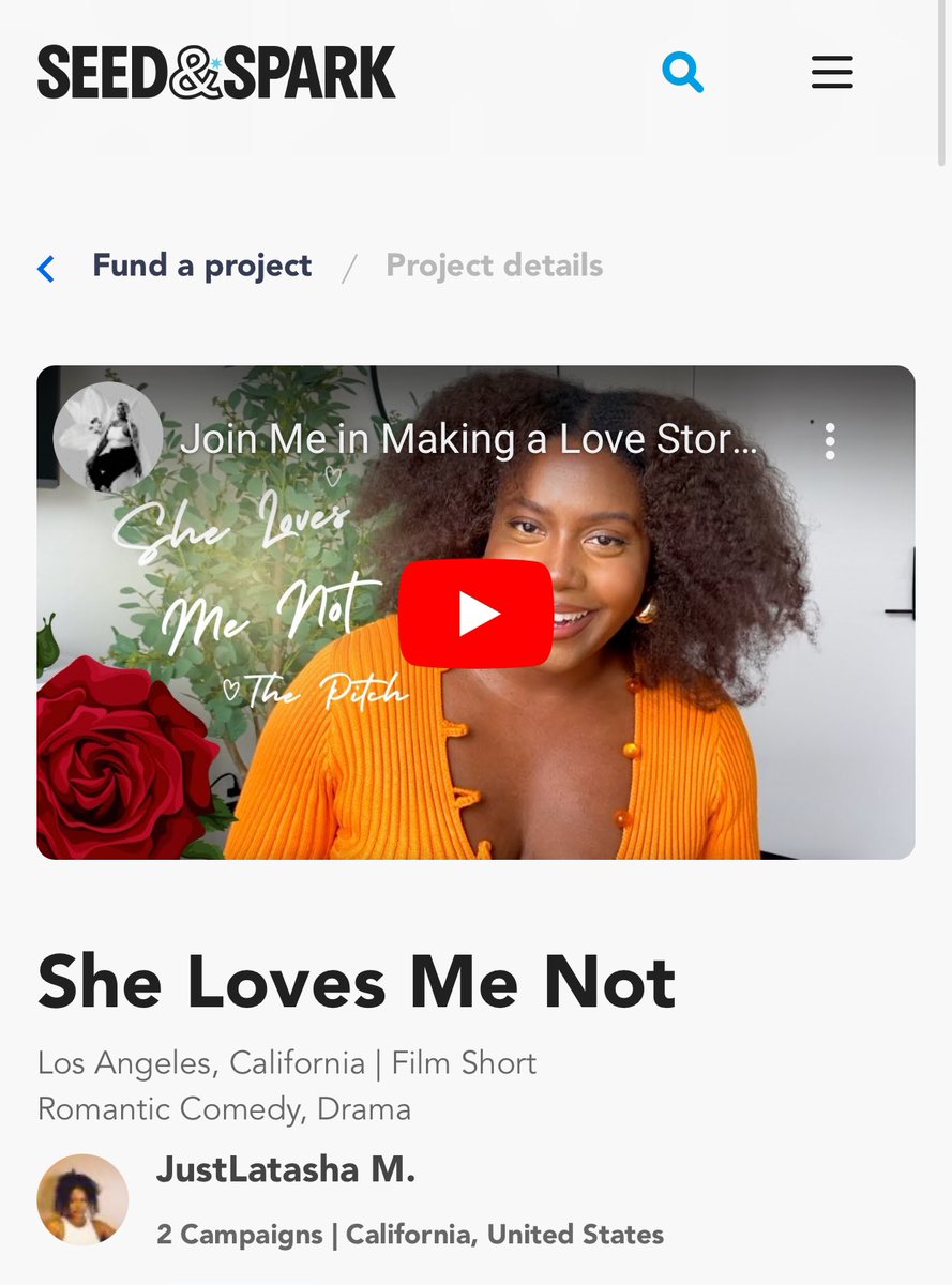 Not only have ya’ll been supporting my comedy series <a href="/innractions/">“JustLatasha’s Inner Actions” Series</a>, ya’ll raised OVER 30% for my romcom <a href="/SheLovesMeNot24/">She Loves Me Not</a> IN JUST EIGHT HOURS!!!! 

THANK YOU THANK YOU THANK YOU

seedandspark.com/fund/she-loves…