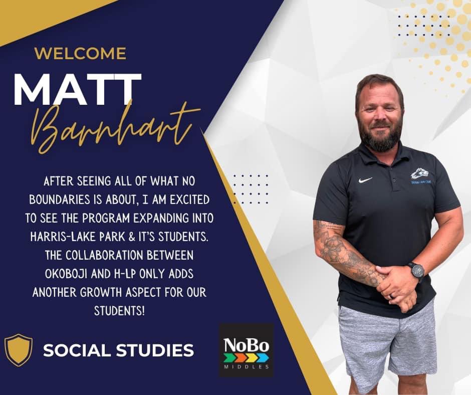 🔹Meet Mr. Barnhart! 🔹

Matt will be the NOBOMS Harris-Lake Park CSD Facilitator! We are excited to work alongside him this year!