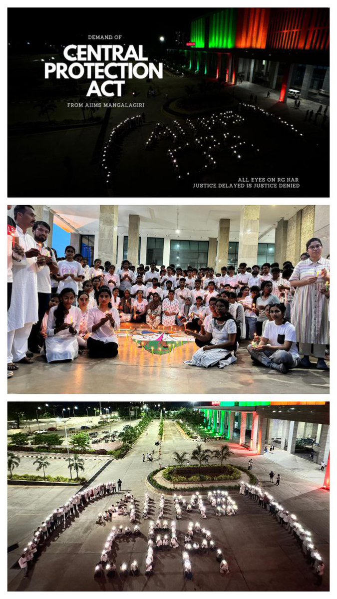 AiimsMgRda's tweet photo. JUSTICE DELAYED IS JUSTICE DENIED. RDA &amp; medical students of AIIMS mangalagiri in candle light march in 15/08/24 #justiceformoumitadebnath #JusticeForDoctor #aiimsmangalagiri #wedemandCPA #PMOIndia @PMOIndia https://t.co/bHRQ7aWC2f