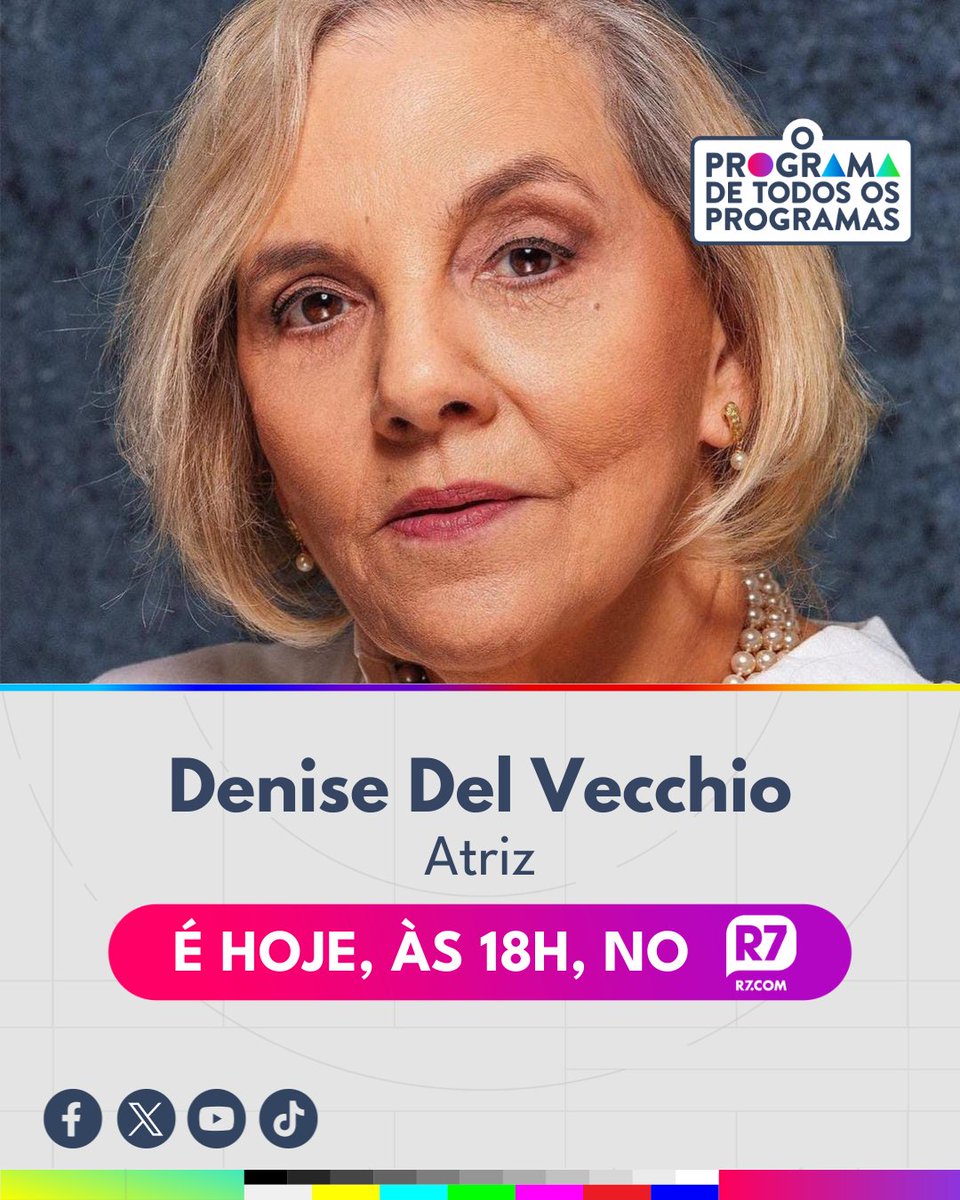 portalR7's tweet photo. É HOJE! 🤩Nesta terça-feira (20), @flavioricco1 e @gabifrancag recebem em #OProgramaDeTodosOsProgramas a atriz Denise Del Vecchio. Não perca, é a partir das 18h, nas redes sociais do #PortalR7! 😉
#R7 #DeniseDelVecchioNoPGM https://t.co/r7jsYN4RfO