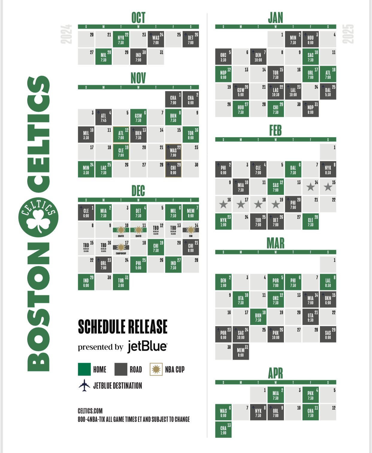 Brendan Connelly on X The Boston Celtics and the NBA have released their schedule for the 2024 25 season. Here is the slate. WATDSSMN https t uXDmSsoO2D X