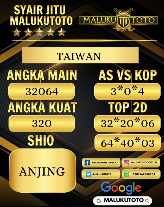 malukutoto's tweet photo. Prediksi togel TAIWAN 16 AGUSTUS 2024.
 .
 .
 #prediksitaiwan
 #prediksitogeltaiwan
 #prediksitogeltaiwanhariini
 #prediksitogelhariini
 #prediksitogel
 #nomortaiwanlottery
 #paitotaiwan
 #syairtaiwan
 #kodesyair
 #forumsyair
 #malukutoto
 #kingmaluku https://t.co/WD9J5qOP0C