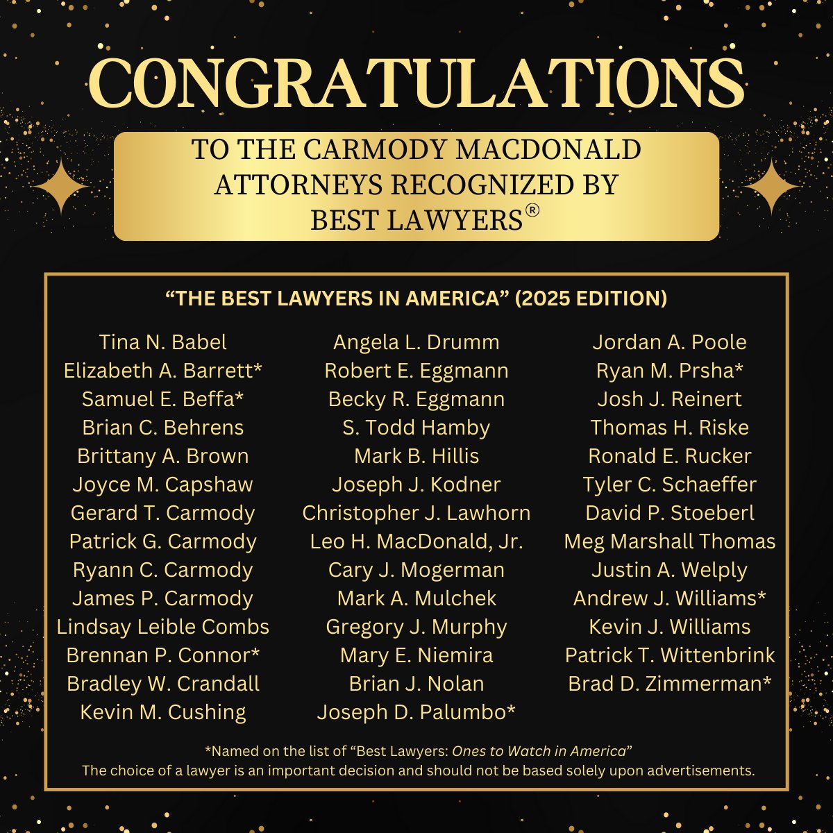 👏🎉 #BestLawyers #CarmodyMacDonald #STLlawyersToKnow