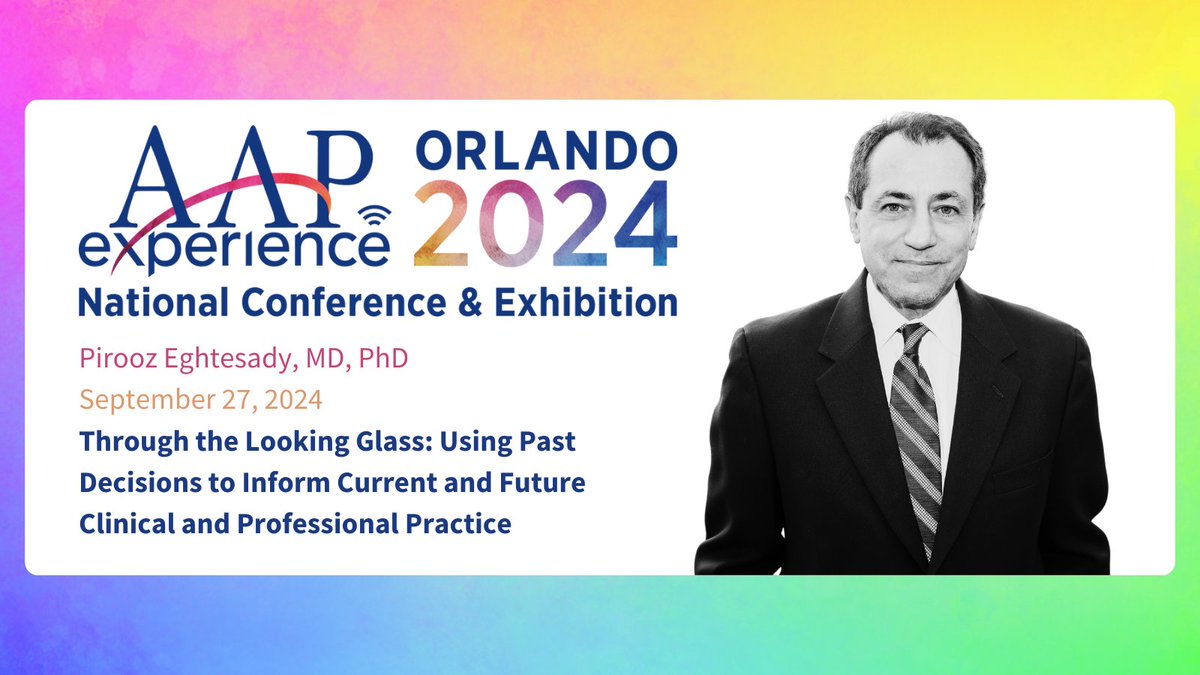 On September 27, Dr. Pirooz Eghtesady will be giving a lecture - Through the Looking Glass: Using Past Decisions to Inform Current and Future Clinical and Professional Practice - at the American Academy of Pediatrics conference in Orlando.