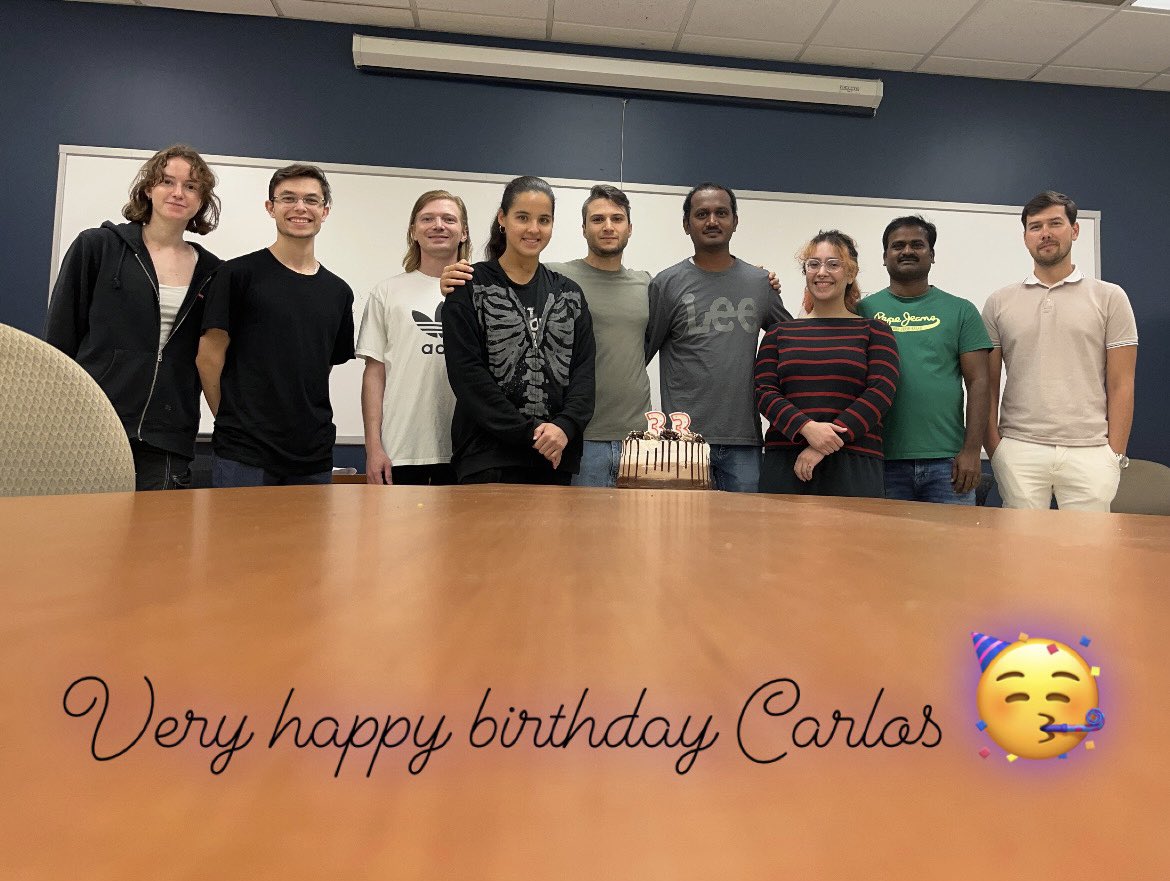 Celebrating the 33rd birthday of our third-year PhD student, Carlos Acosta!! Wishing you a great day and the best of luck with your experiments. Here's to another year of discoveries!
