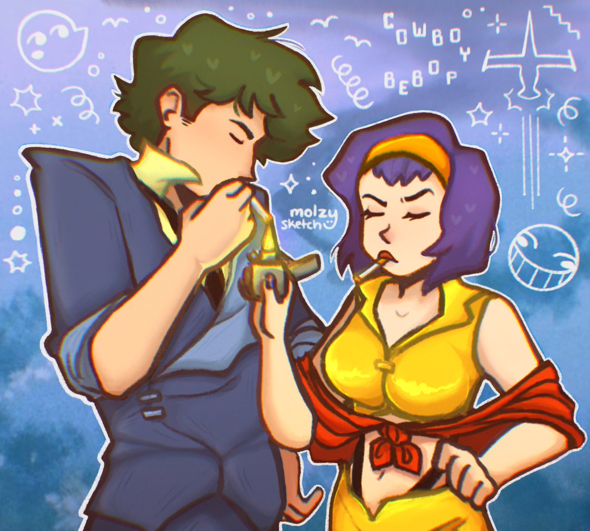 molzysketch's tweet image. Mark my words, I will turn ALL OF YOU into Cowboy Bebop fans 🫵 #cowboybebop #cowboybebopfanart #spikespiegel #fayevalentine
