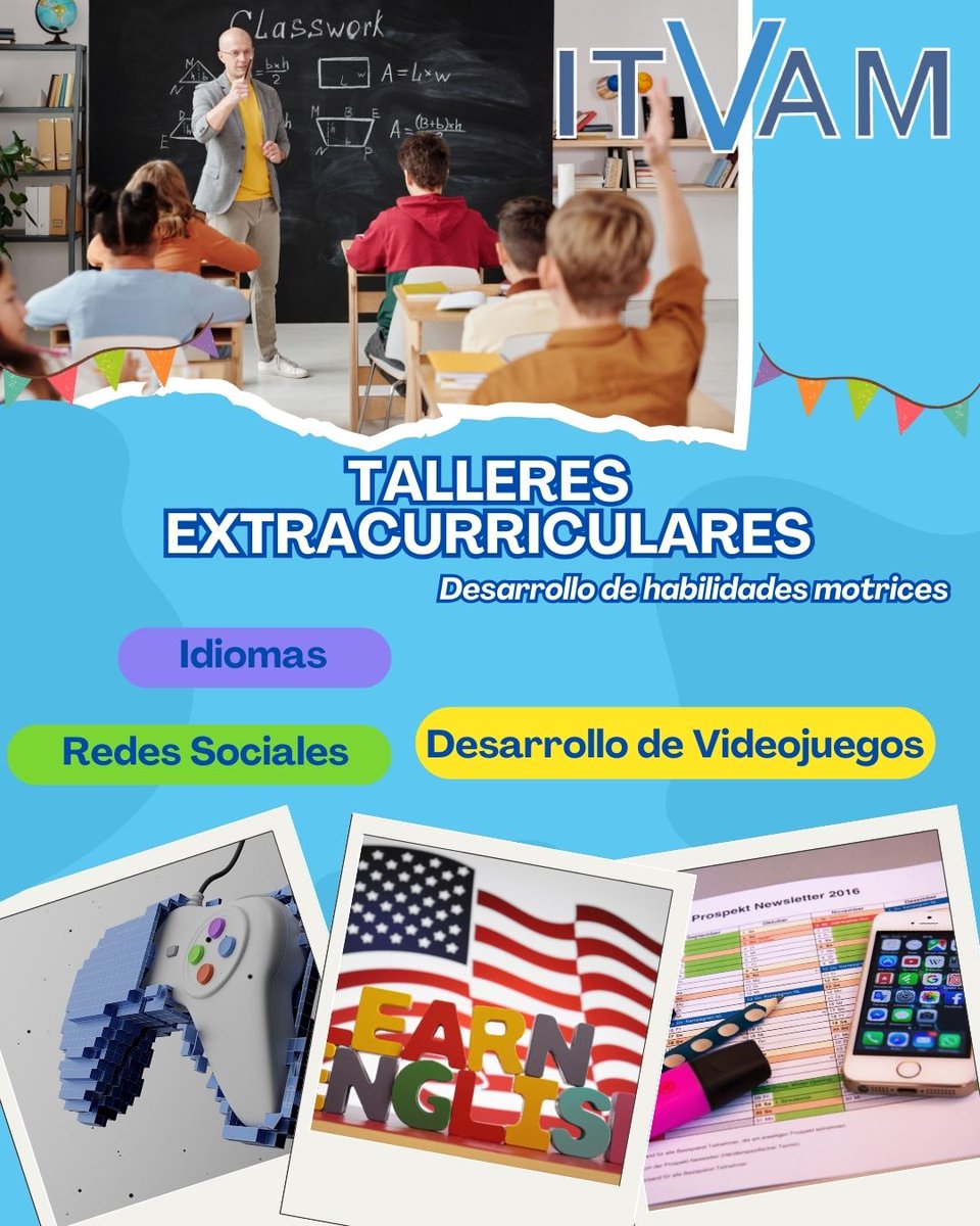 ITVAM_MX's tweet photo. En PrepaItvam no solo pensamos en tu formaciòn academica, si no en el desarrollo de tus habilidades motrices, por lo cual con talleres extracurriculares combinados con nuestro plan de estudios.  #preparatoria #sep #talleres https://t.co/DwQ1OGBN2A
