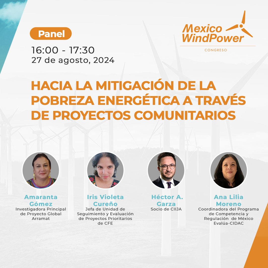 AMDEEMX's tweet photo. Una #transiciónenergéticajusta y equitativa debe tomar en cuenta las necesidades e impactos a las personas y sus
comunidades en el esfuerzo global por mitigar el cambio climático.
En #MexicoWindPower se abordará la mitigación de la#PobrezaEnergética. 👉https://t.co/2Vpk313xTe https://t.co/7e8XNThXIc