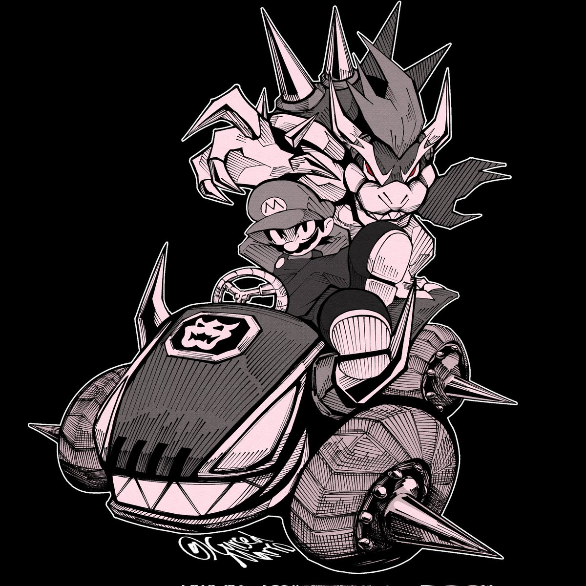CursedMario's tweet image. mario and bowser
