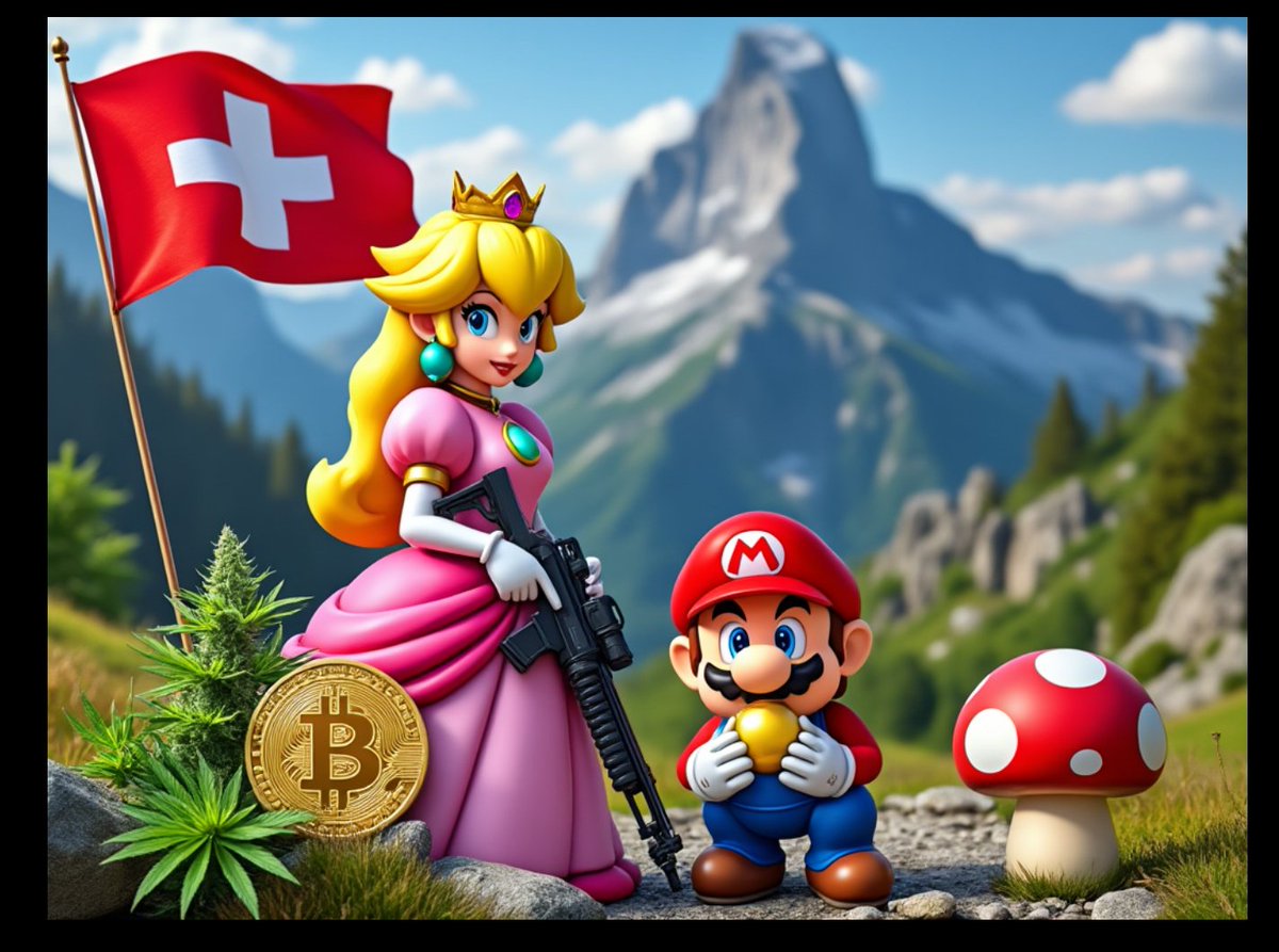 Testing #GROK2  
Just when you thought Swiss adventures couldn't get wilder! 🇨🇭🏔️ Princess power, plumber puzzles, and crypto chaos in the Alps. Who knew Mario's mushrooms grew so high up? 😂 #GamingMeetsSwitzerland #AImagination #CryptoInTheKingdom"
