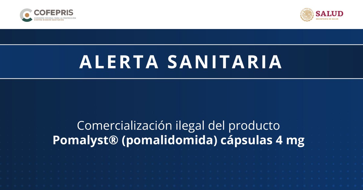 canifarma's tweet photo. Compartimos Alertas Sanitarias emitidas por la @COFEPRIS:
 
Pomalyst® (pomalidomida): https://t.co/A8q1x2Az8L 
Octagam® 5% https://t.co/Osnx5bwPyS 
TIAMINAL® B12 50,000 https://t.co/noNdm8bxb0 https://t.co/MYJ9zM4lJu