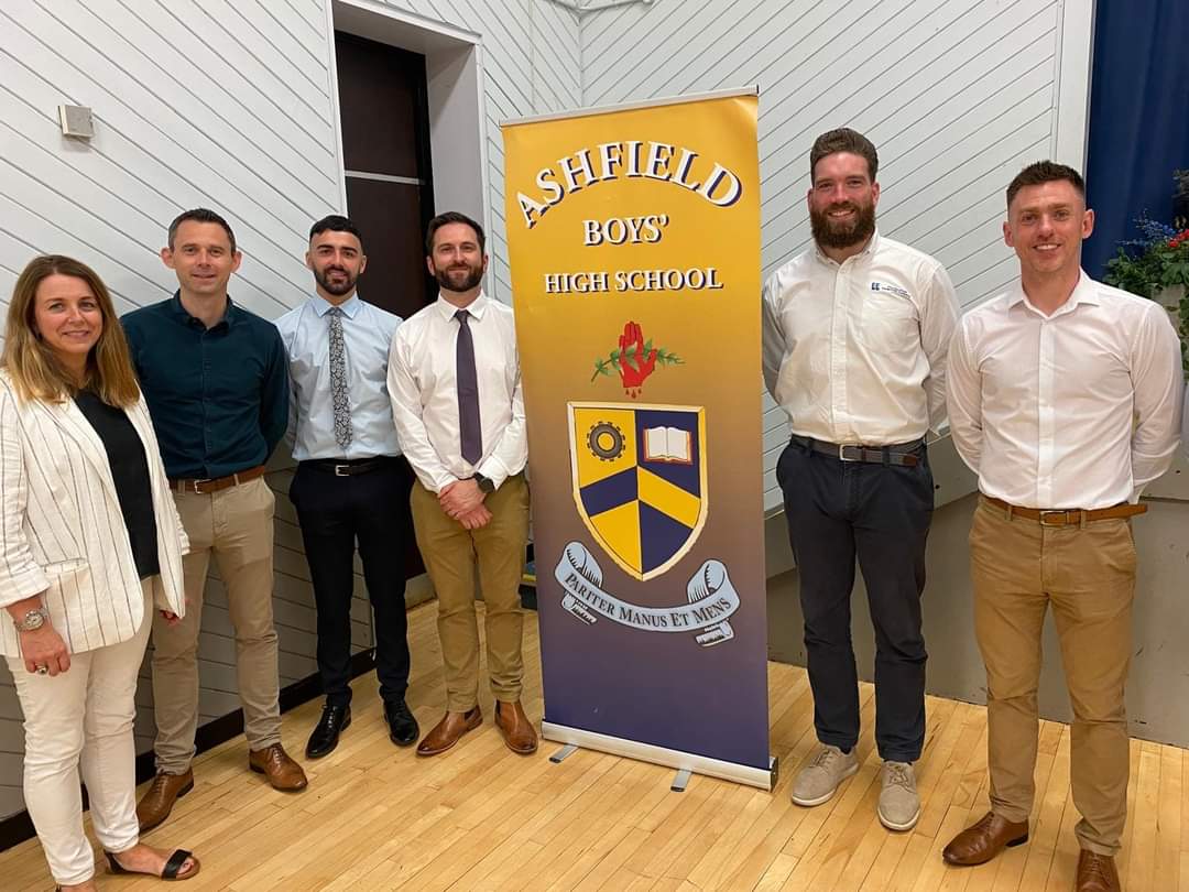 Once again, we had the support &amp;  expertise of our 'Old Boys', to assist Mrs Moore &amp; the Year 14 this morning.💙💛💙💛Thank you to Craig Johnston, Phill McConnell, Chris Bowman, Alan Hughes, John Smyth &amp; Daniel Stafford (not in pic)😁They all took time out of their busy work.👌🏻