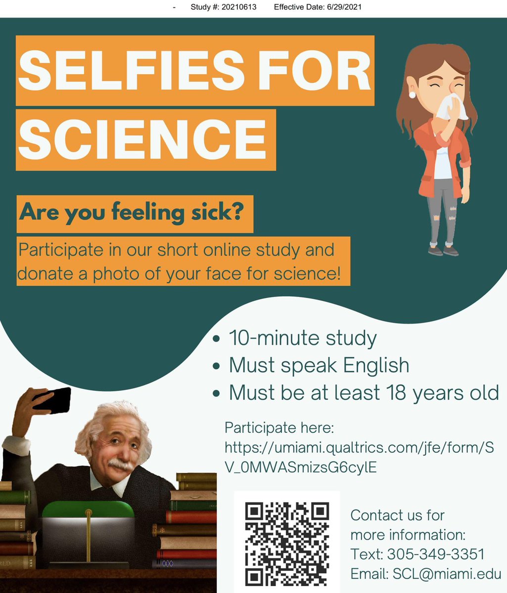UMSocCogLab's tweet image. We need your help! #ScienceSelfie 🤳 More info: umiami.qualtrics.com/jfe/form/SV_0M…