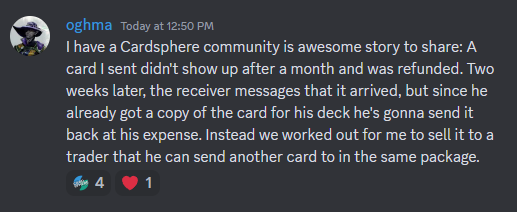 realCardsphere's tweet photo. I swear, the community is amazing! Do you have any more stories like this in Cardsphere?
#mtg #MagicTheGathering #cardsphere https://t.co/aOwXvGnsyu