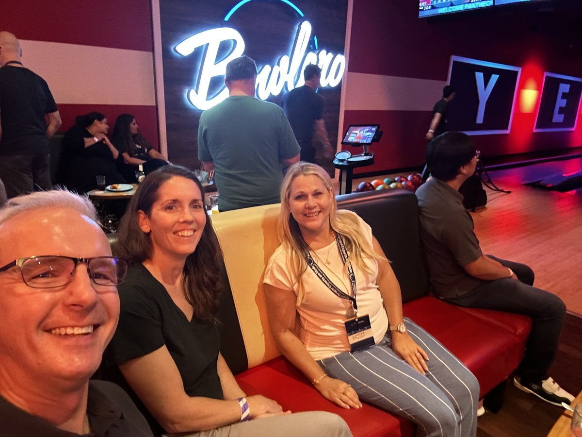 GovWebworks's tweet image. Good times at the bowling afterparty with our hosting partner Pantheon...thanks to #DrupalGovCon organizers  and attendees for a great conference!