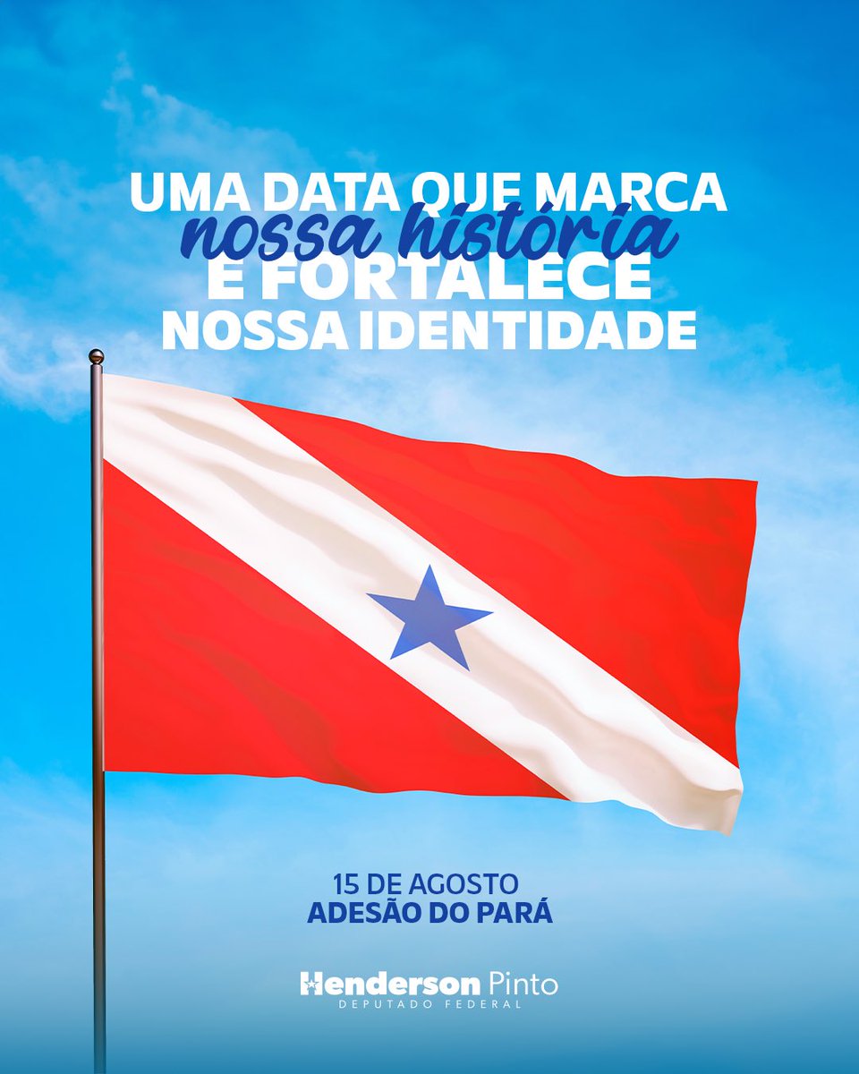 Hoje celebramos a Adesão do Pará com um profundo sentimento de orgulho.

Este dia histórico reforça nosso compromisso com a construção de um estado forte e próspero para todos. 

Vamos juntos valorizar nossa trajetória e trabalhar para um futuro ainda melhor!