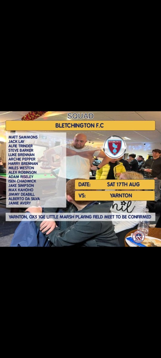 Gameday❕🔥

Next match in the preseason schedule is against Yarnton this Saturday ⚽🔥

Love to see the claret army down to support our boys ⚽💜

UTB💜