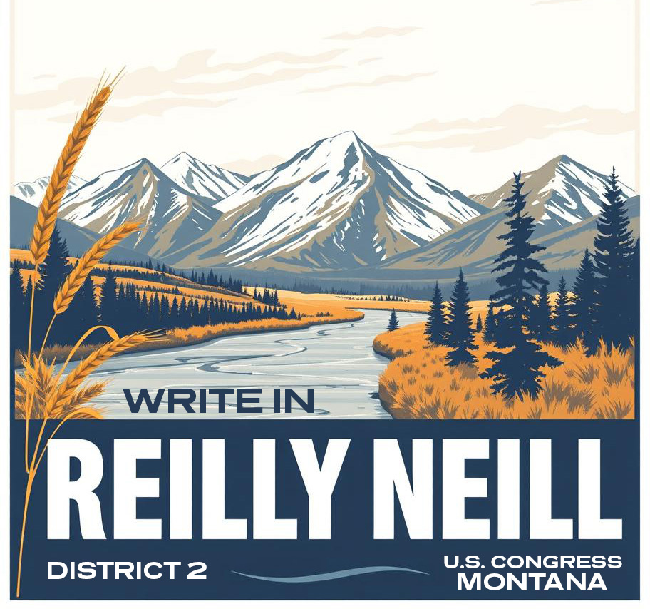 RepRNeill's tweet photo. We've raised over $10k and officially filed with the FEC! Montana deserves a choice on the ballot and an engaged #MTDem candidate running to fight for us in Congress. #WriteInReilly #MT02 #RisingTide #BlueWave https://t.co/0WhICpoHKd