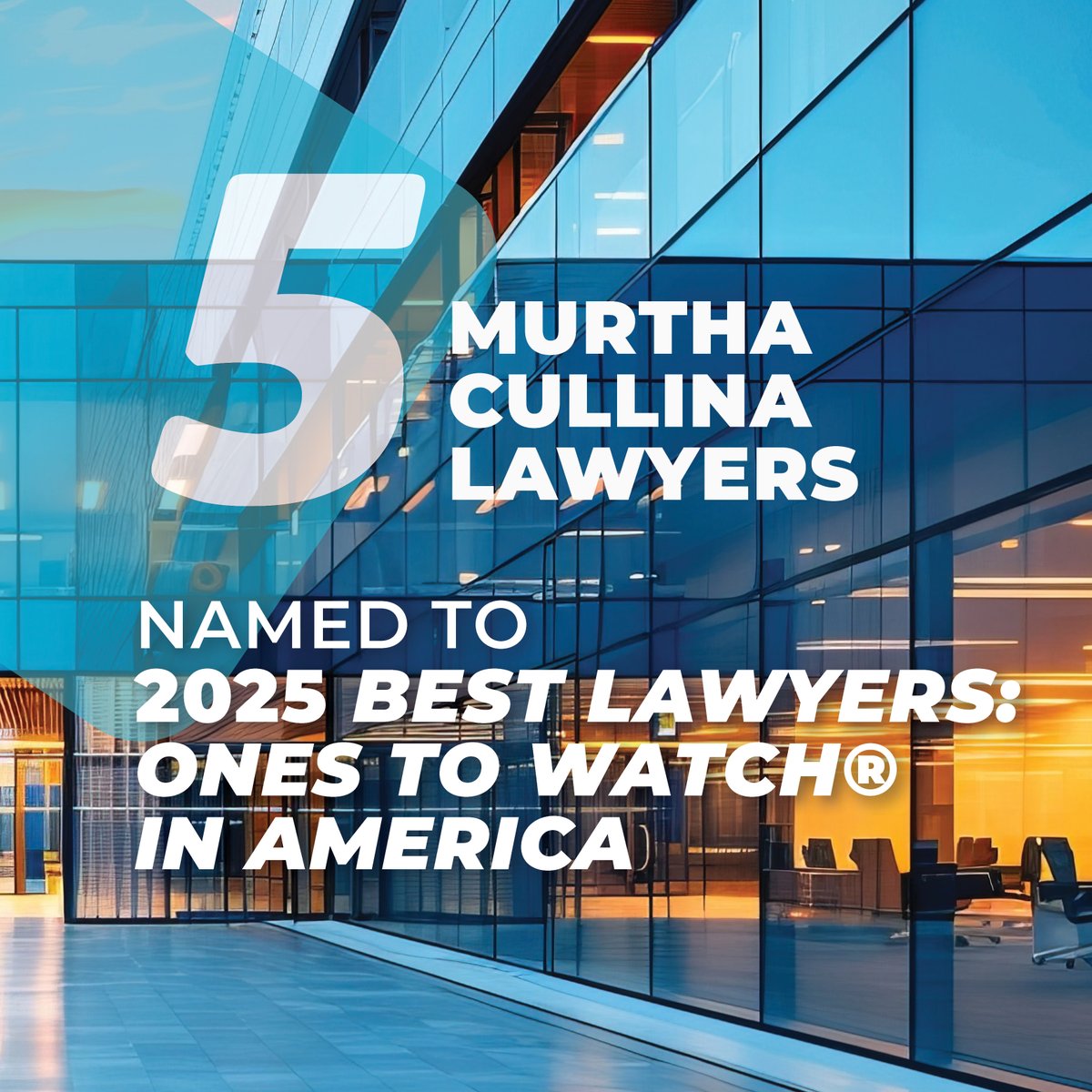 Five Murtha Cullina attorneys are included in the 2025 edition of <a href="/BestLawyers/">Best Lawyers</a>: Ones to Watch® in America. Congrats to the @HarrisBeach attorneys who also received this well-deserved recognition! bit.ly/3YT7o5c