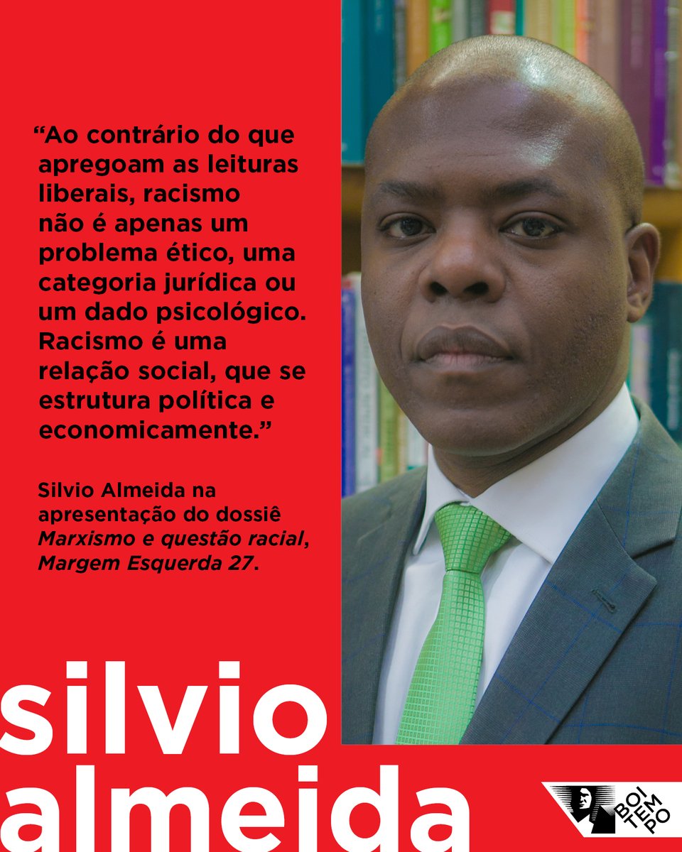VIVA SILVIO ALMEIDA!

Hoje o ministro, jurista e filósofo <a href="/silviolual/">Silvio Almeida</a>  completa 48 anos! 

Leia no blog:
◢ “12 livros para entender a relação entre marxismo e a questão racial”, por Silvio Almeida
bit.ly/3xszNPy