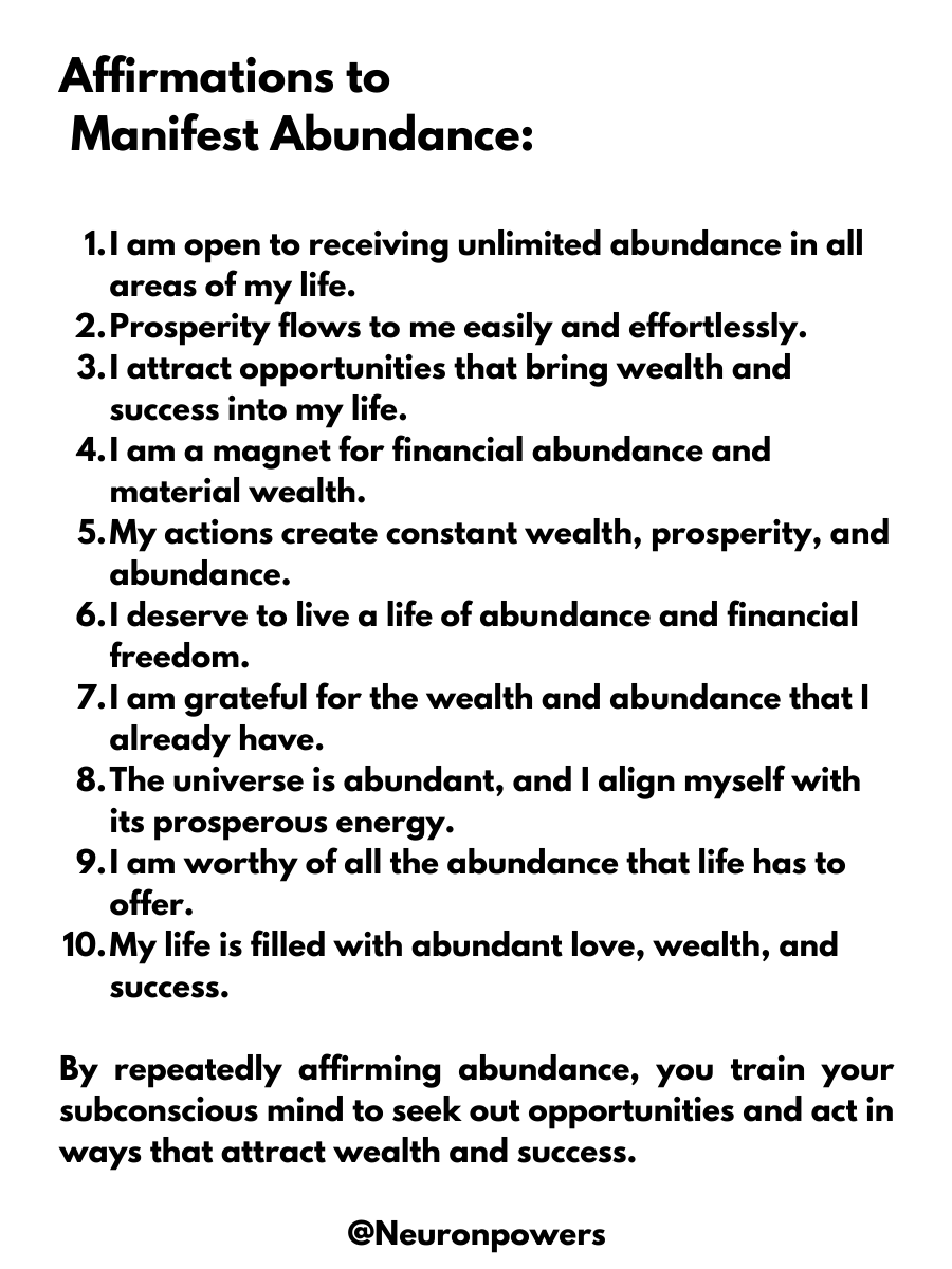 Affirmations to manifest abundance