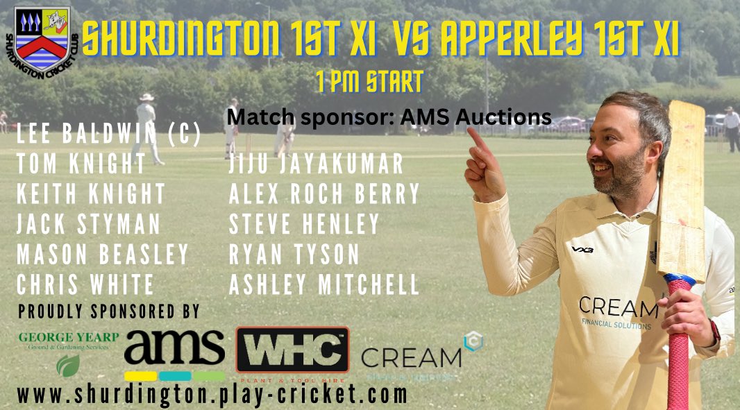First team play <a href="/ApperleyCricket/">Apperley CC</a> at home on Saturday, game starts at 1pm , no game for the seconds this week 🏏🏏☀️☀️
