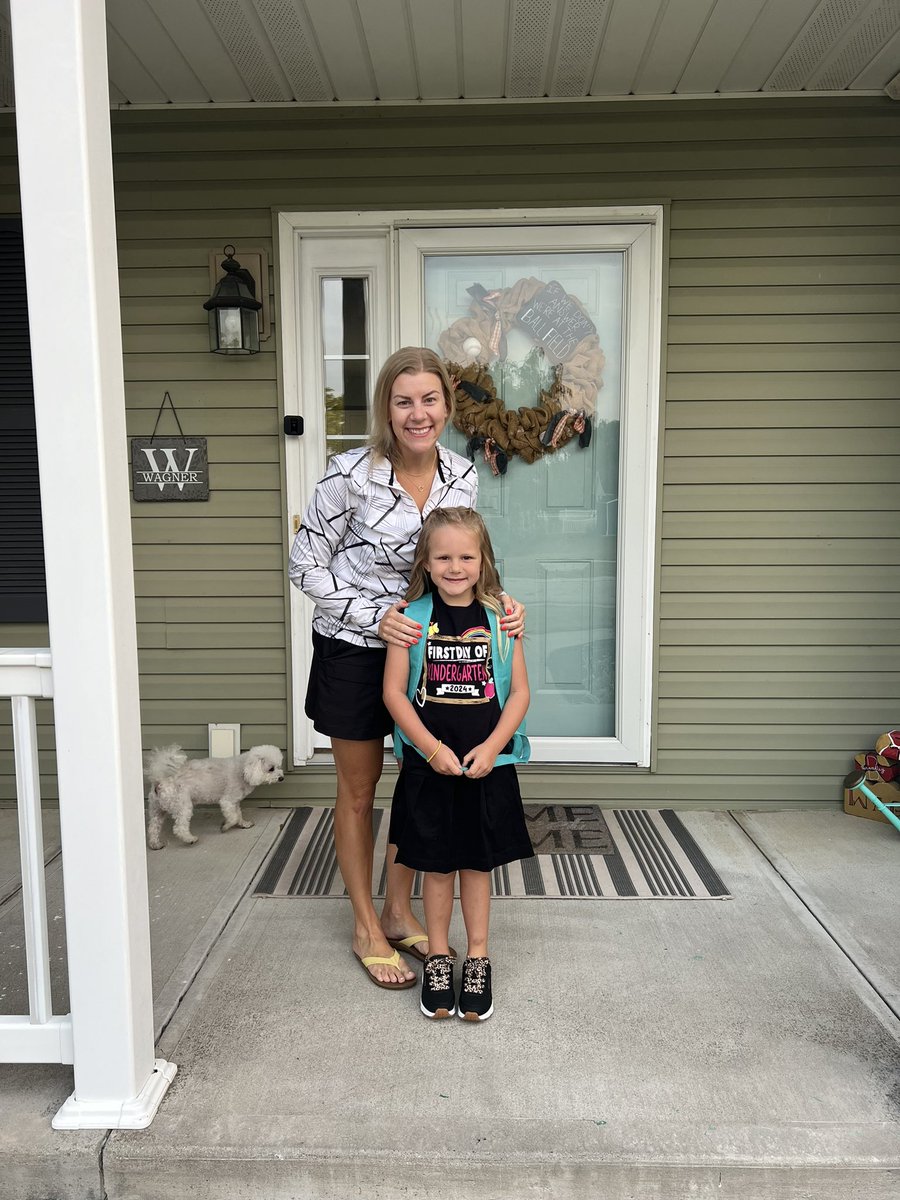 adamdwagner's tweet photo. The kids are off for yet another school year (K, 5th, &amp; 7th). Brantley finally passes @kwags5 in the heighth department! https://t.co/kLwEHy6rF8