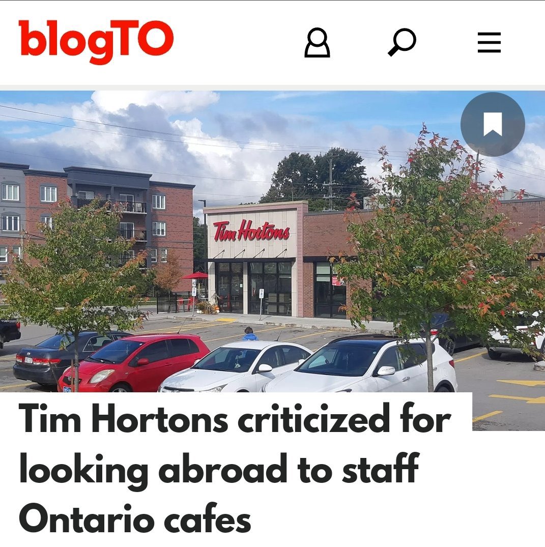 Tim Hortons criticized for their hiring of Non-Canadians for cheap labour ☕️