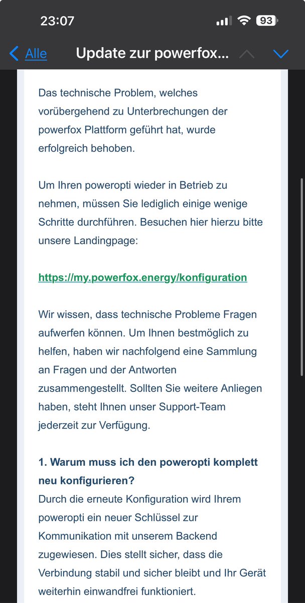 EigenEnergieNow's tweet photo. Die Lösung von #PowerFox ist es, den #PowerOpti lokal neu zu konfigurieren. Bei mir hat das aber bisher nicht funktioniert.

Und was machen die Leute, die in den Sommerferien länger nicht zu Hause sind und sich für ihre Energiesteuerung darauf verlasse?

Ohne Ankündigung… https://t.co/z5AXo7B2fV
