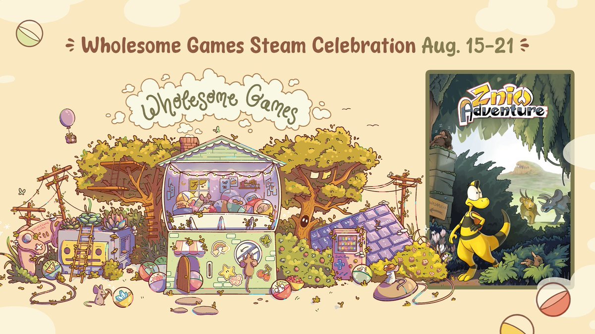 ZidAndZniw's tweet image. And the event's up! You can find our dinosaurs chilling around this year's @_wholesomegames Steam Event!

What's more, Zniw Adventure is 15% off for the duration of the event!!