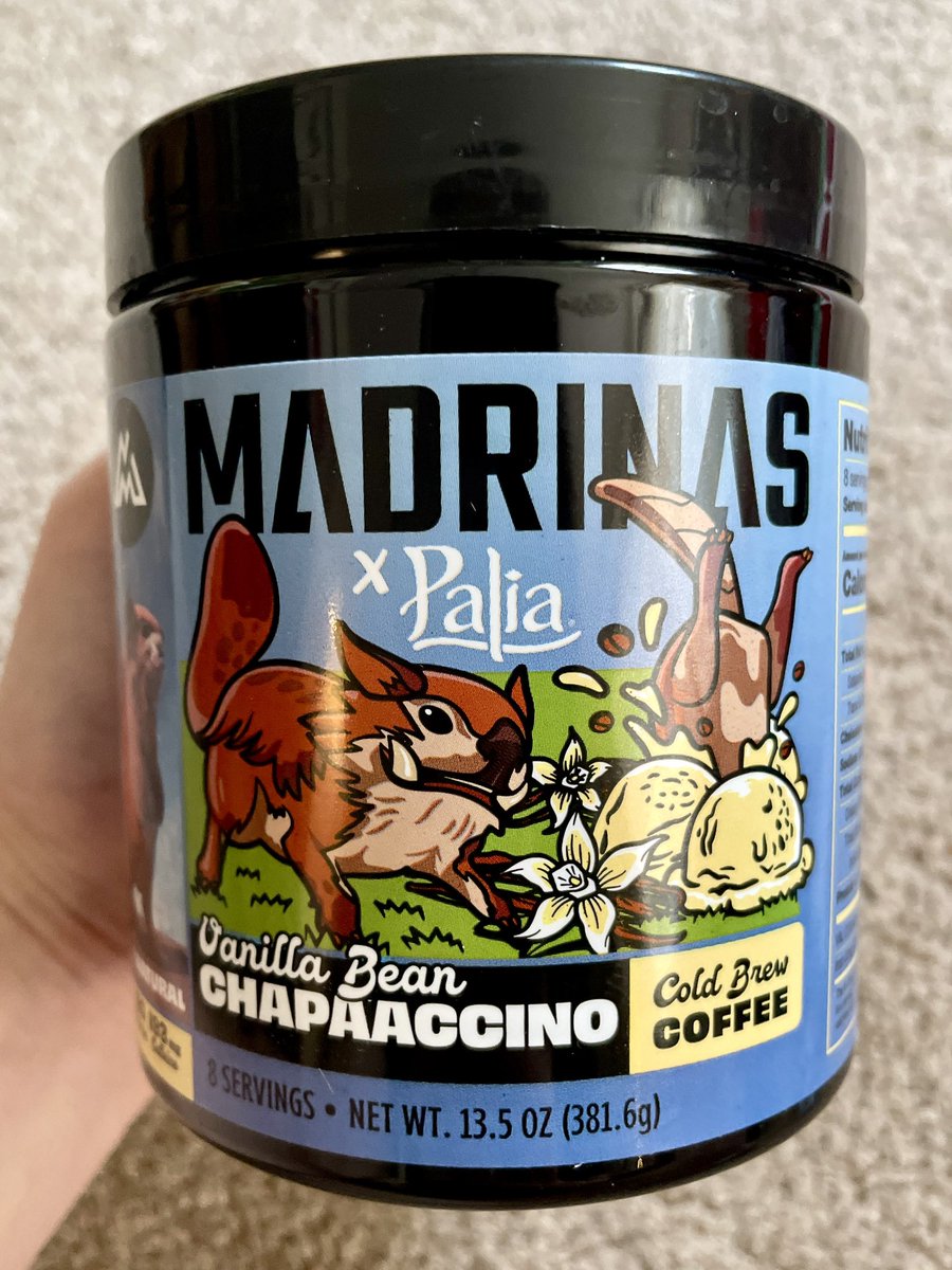 Girbeagly's tweet photo. The kind coffee connoisseurs at @MADRINAS just sent me their newest collab with @playPalia — the Vanilla Bean Chapaaccino cold brew!

I’m happy to report that no actual chapaas were used as ingredients (that we know of)!

I have da caffeine zoomies now tho 😐🤪

#PaliaPartner #ad https://t.co/9ZLngeerxC